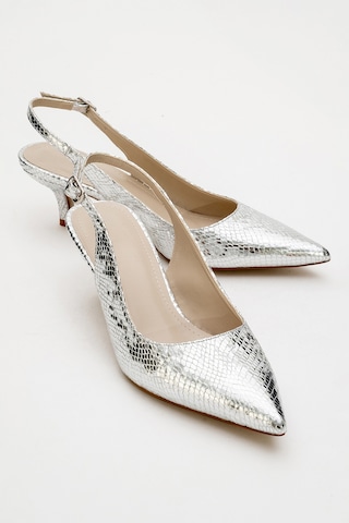 Luvishoes Value Gümüş Desenli Kadın Topuklu Ayakkabı Gümüş