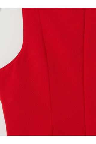 Lcw Comfort Kırmızı Bisiklet Yaka Süs Düğmeli Peplum Bluz