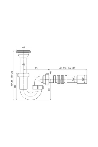 Anı Plast 1 1/4"x32 Düz Akışlı Lavabo Sifonu, Döküm Çıkışlı 316836818