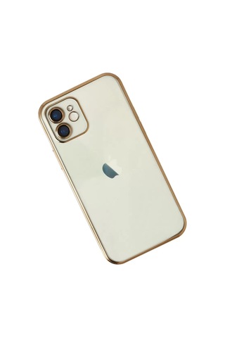 Apple iPhone Uyumlu 12 Kılıf Lensli Silikon - Gold Çok Renkli