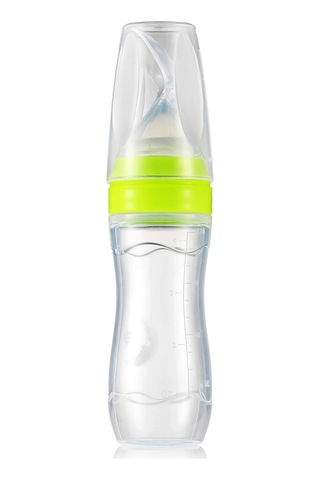 Neevoyu 120ml Silikon Yemek Sporu Biberon - Basma Kova İle Kolay Besleme - Renk Rastgele Yeşil/mavi/pembe