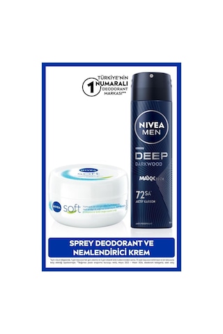 Nivea Men Erkek Sprey Deodorant Deep DiMension 150 ML + Soft Nemlendirici Vücut Kremi 100 ML