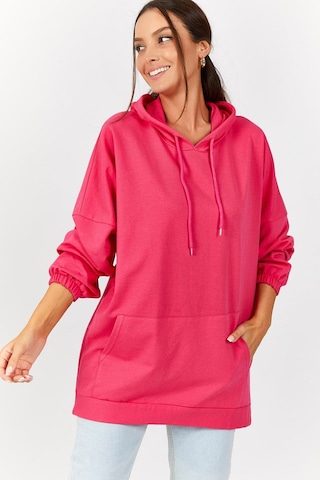 Armonika Kadın Pembe Kapişonlu Cepli Sweatshirt Arm-21k024027