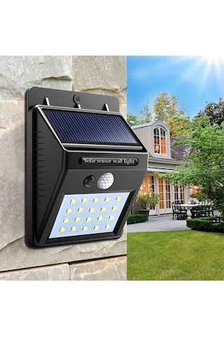 20 Led 3 Mod Hareket Sensörlü Güneş Enerjili Solar Duvar Lambası