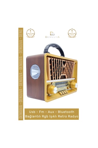 Radyo Nostaljik Bluetooth Radyo Ahşap Usb Aux Girişli Şarjlı Retro Mp3 Player Müzik Kutusu
