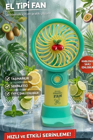 Fit Turkuaz Mini Taşınabilir Sessiz El Fanı 3 Hız Ayarlı Mini El Pervanesi Soğutucu-vantilatör