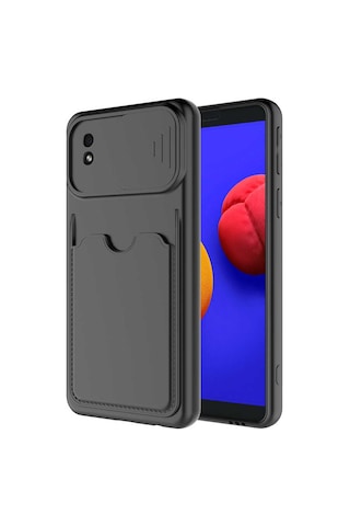 Zore Galaxy Uyumlu A01 Core Kılıf Msra Kartix Kapak - Siyah Siyah