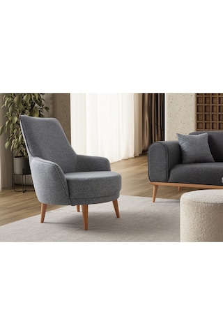 Rebul Keten Berjer Gri Tekli Koltuk Gri