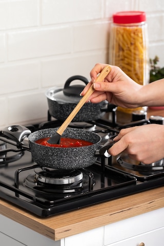 Porsima 4399 4 Parça Kaçerola Sosluk Sütlük Mini Granit Tencere Sahan Seti Gri 14cm Gri