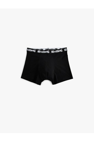 Koton 3'lü Boxer Seti Oversize Slogan Baskılı Pamuklu Siyah 5slm90012mk