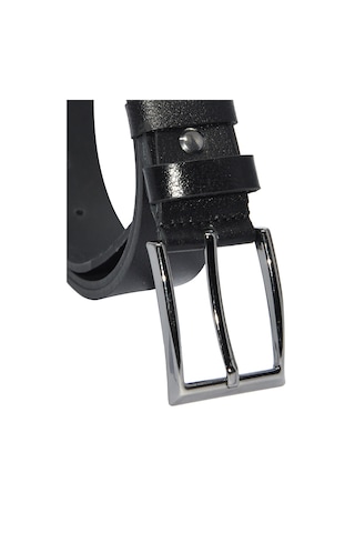 Süzer Deri 3.5 Cm. Battal Klasik Hakiki Deri Dikişli Model Düz Renk Erkek Kemer Siyah