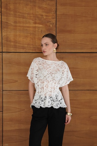 Verymoda Beli Gipeli Brode Bluz D2966 Krem