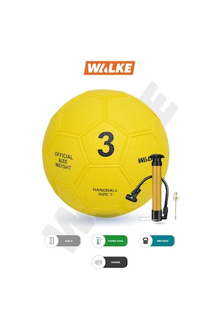 Walke Premium 3 Numara Kauçuk Hentbol Topu Pompa Hediyeli Sarı