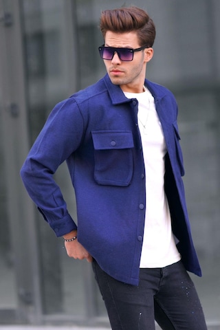 Madmext Lacivert Oversize Oduncu Erkek Gömlek 6709 Lacivert
