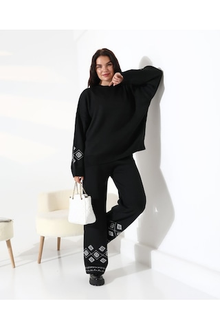 Marakeş Esintisi Alt-üst Triko Takım Siyah