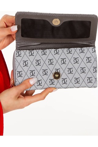 Tuldar Kadın Deri Desenli Telefon Kağıt Para Bölmeli Kartlık Ve Cüzdan Tul560 Gümüş