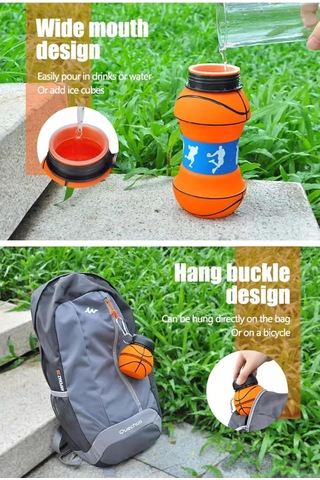 Futbol Su Şişesi, Yalıtılmış Su Şişesi Çocuklar, Katlanabilir Ve Katlanabilir Spor Su Şişesi, Su Şişesi ', Basketbol Tasarımı Çocuklar Yalıtımlı Su Şişesi 34 Oz. Gök Mavisi