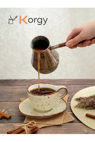 Korgy Türk Kahvesi Cezvesi Bakır Cezeva İle Kaşık 600 Ml 305326286