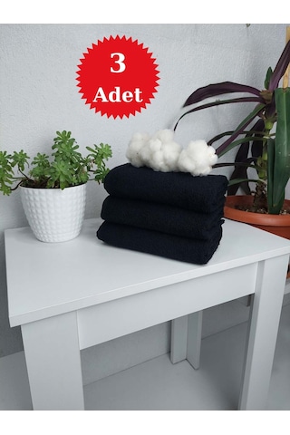 Berber Havlusu Saç Havlusu Yüz Havlusu Siyah 50x90 Cm 3lü