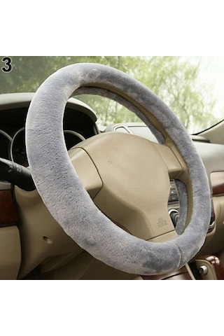 Jms Evrensel Kamyon Araba Yumuşak Peluş Direksiyon Kapağı Koruma Koruyucu Direksiyon Kılıfı Siyah