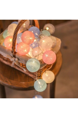 Youmex 3 Cm Beyaz Pamuk Topu Led Işık Zinciri - 3 Metre 20 Işık, Usb Beslemeli, Odalar Ve Kutlamalar İçin Dekoratif Aydınlatma Beyaz