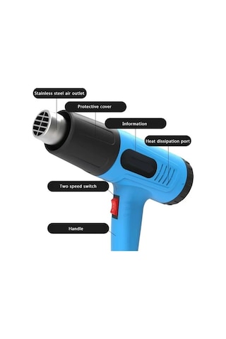 Createtech 2000w Isı Tabancası - 2 Sıcaklık Seçenek