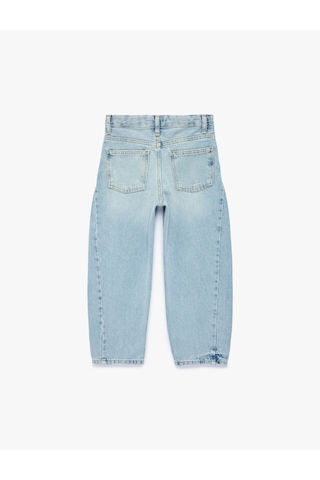 Koton Barrel Denim Pantolon Pamuklu Cep Detaylı Orta İndigo 7wkb40015td