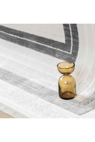 Beyaz Gri Dikdörtgen Bordürlü Modern Halı - Ng5113av