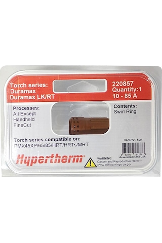 220857 Swirl Ring Hypertherm 45-85a Pmx45xp/65/85