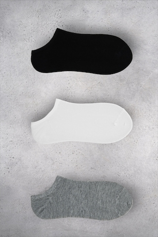 Düz Bamboo Kadın 3'lü Paket Patik Siyah/beyaz/antrasit Çorap