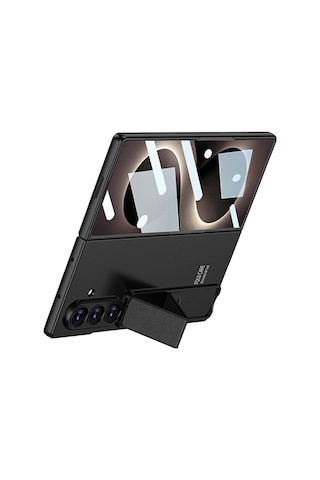 Samsung Galaxy Uyumlu Z Fold 8 Ultra Kılıf Qstand Standlı Kamera Korumalı Sert Kıpta Kapak Siyah