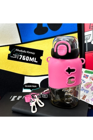 Jian Fan Su Bardağıyazocuk Çiftçek Saman Bardağıerkek Ve Kızdörenci Kırmızı Pembe