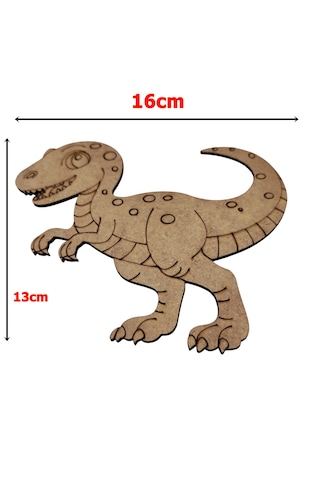 Ahşap Boyanabilir Dinozor Figürü T-rex 16x13 Cm - 3mm Mdf Eğitici Boyama Seti 10 Adet