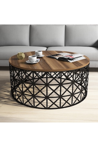 Selin Metal Ferforje Orta Sehpa - Ceviz