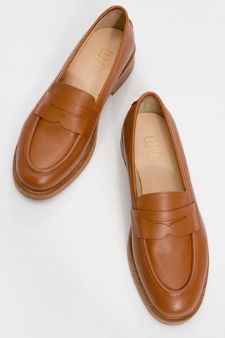 Luvishoes Luvi Shoes Pline Taba Cilt Hakiki Deri Kadın Loafer Ayakkabı Taba