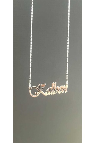 Vog Kişiye Özel Tasarım Kalben Yazılı Isim Kolye 925 Ayar Gümüş Beyaz Renk Sarı,roze Renk Seçenek