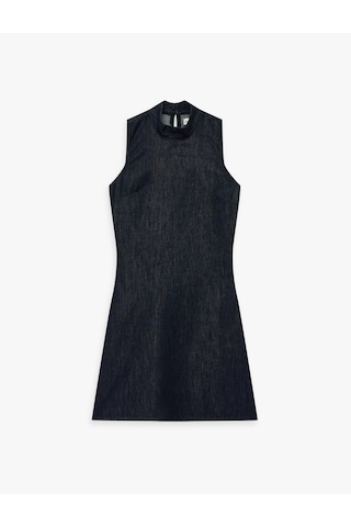 Koton Dik Yaka Kolsuz Mini Denim Elbise Koyu İndigo 6sal80024md Indigo