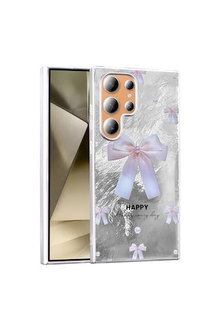 Galaxy S24 Ultra Kılıf Desenli Zore Mep Kapak İncili Fiyonk