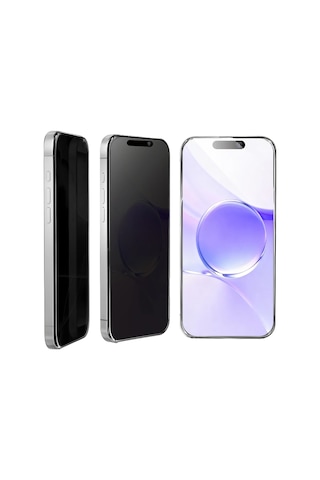 Newface - 576 -  Apple iPhone Uyumlu 15 Pro Max Bilvis 5in1 5d Magic Hayalet Cam Ekran Koruyucu - Glblseme - - Siyah