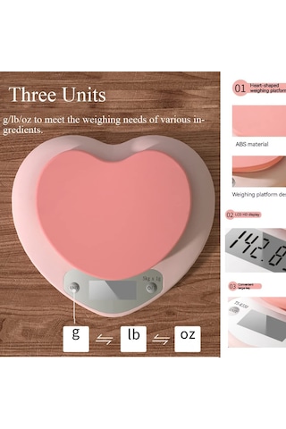 Tcherchi Elektronik Kalpli Pembe Mutfak Tartısı, Akıllı Mutfak Terazisi