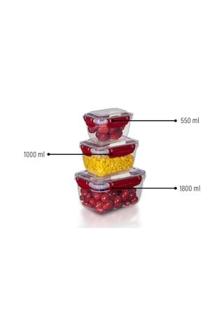3'lü Master Dikdörtgen Saklama Kabı 550 ML - 1000 ML - 1800 ML 001