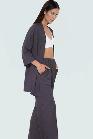 Ersefa Yazlık Kadın Kimono Pantolon Takım Rahat Şık Ve Çok Yönlü Trend T Füme