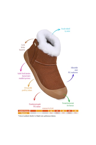 Kiko Kids Liplan Cırtlı Termo Taban Kız Çocuk Bot Ayakkabı Taba Taba