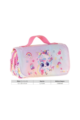 Kaukko Kids Taşıma Askılı Kız Çocuk Dondurma Desenli Şık Kalem Çantası Pembe - L5285 Pembe - Turkuaz