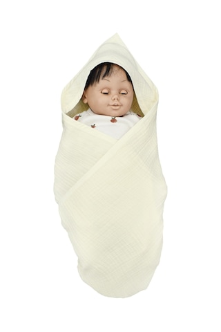 Ezh 1207 %100 Pamuklu 4 Kat Bebek Banyo Havlusu 92 x 82 CM Krem