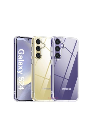 Samsung Galaxy Uyumlu S24 Kılıf Clear Şeffaf Sararmaz Renksiz Silikon Esnek Dört Köşe Tam Koruma Case Resimde Görünen
