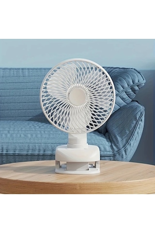 Motion003 Beyaz Kompakt Usb Masa Fanı Sessiz Ofis Ve Öğrenci Kullanımı Uzun Pil Ömrü Taşınabilir