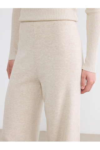 Lcw Modest Bej Beli Lastikli Geniş Paça Kadın Triko Pantolon