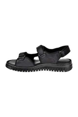 Forelli Hakiki Deri Comfort Cırtlı Kadın Sandalet For-38506 Siyah Nubuk-siyah Nubuk Siyah