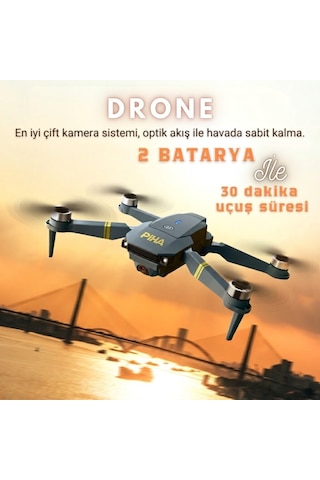 Piha E58 DRONE Yeni Fırçasız Motor 2 Batarya İle 30 DK Uçuş Süresi Hd 720p Çift Kameralı Taşıma Çantalı
